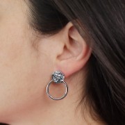 Orecchini tondi martellati con cerchio cavo 27x20 mm - Acciaio inossidabile 304L x2