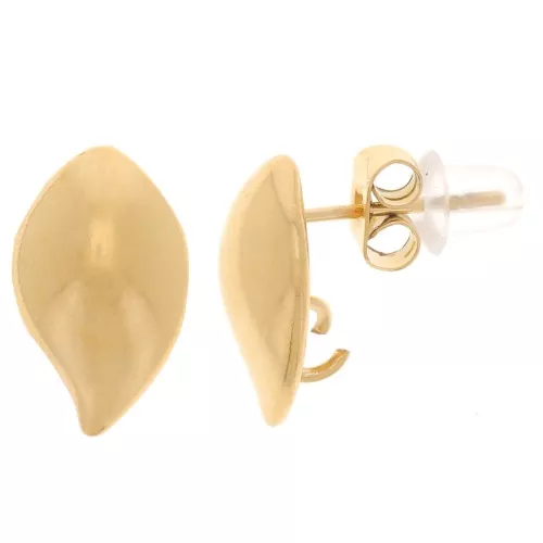 Orecchini foglio 13x8 mm con anello aperto Acciaio inossidabile 304L dorato x2