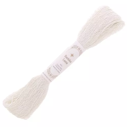Filo da ricamo per la tecnica giapponese Sashiko - Olympus - Lamé - Bianco x40m