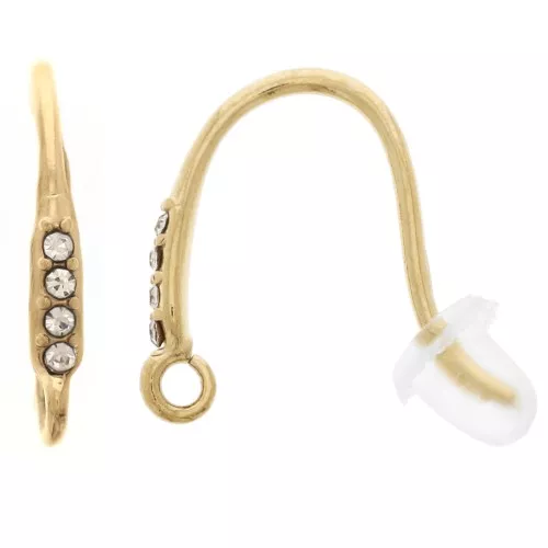 Ganci per orecchie di design 14 mm in ossido di zirconio - acciaio inossidabile 304L Dorato x2