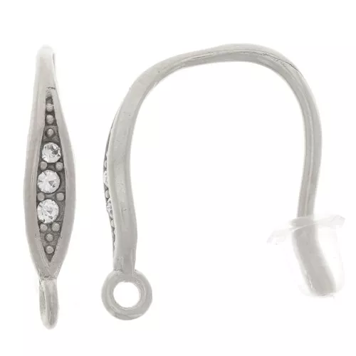 Ganci per orecchie design 15 mm con ossido di zirconio - acciaio inox 304L x2
