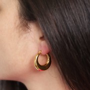 Orecchini rotondo piatto da 25 mm - Acciaio inossidabile 316L dorato x2