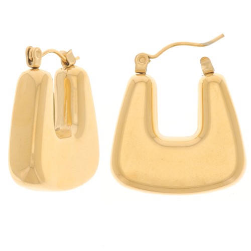 Orecchini trapezoidali piatte da 24 mm - Acciaio inossidabile 316L dorato x2