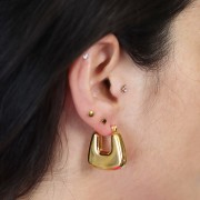 Orecchini trapezoidali piatte da 24 mm - Acciaio inossidabile 316L dorato x2