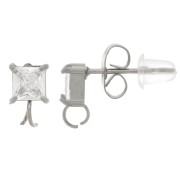 Orecchini quadrati in ossido di zirconio 8x5 mm - Acciaio inossidabile 304L x2