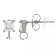 Orecchini quadrati in ossido di zirconio 8x5 mm - Acciaio inossidabile 304L x2