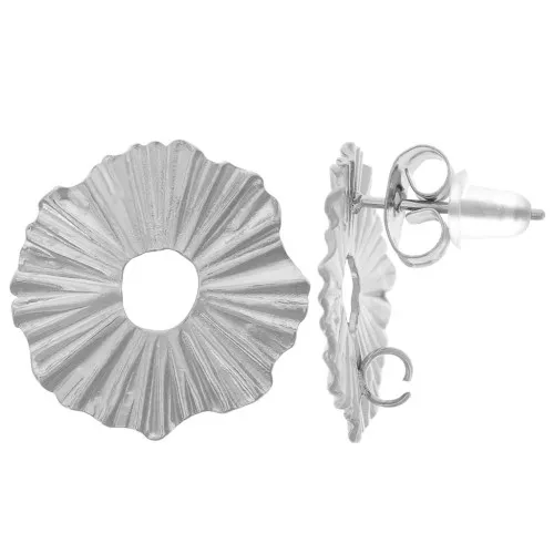 Orecchini irregolari traforate con effetto plissettato 17mm in acciaio inox304L x2