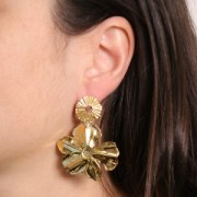 Orecchini irregolari traforate con effetto plissettato 17mm in acciaio inox304L x2