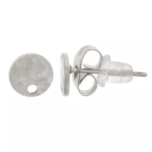 Orecchini a perno tondi martellati da 6 mm con un foro - Acciaio inossidabile 304L x2