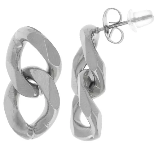 Orecchini con catena gourmette 22x11 mm - Acciaio inossidabile 304L x2
