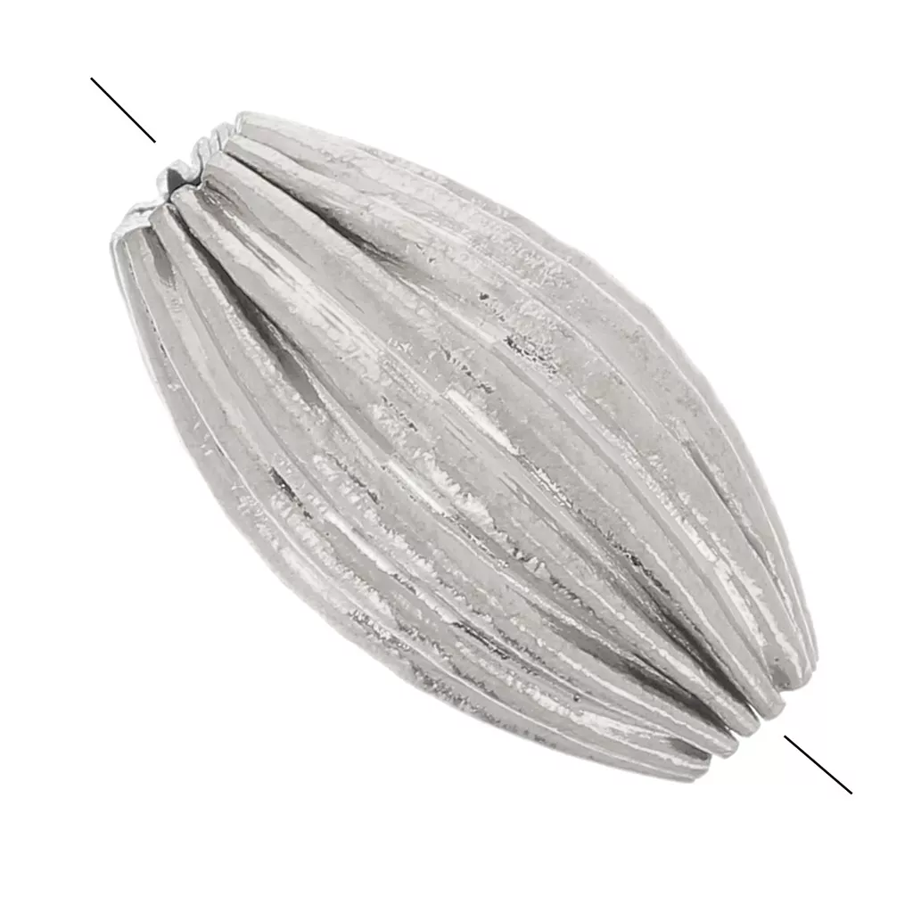 Perlina Oliva Striata 10x6 Mm - Acciaio Inox 304L X1 - Perles & Co - Foto 2