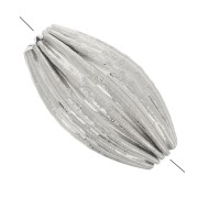 Perla olivacea striata 10x6 mm - Godron - Acciaio inossidabile 304L x1