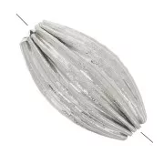 Perla olivacea striata 10x6 mm - Godron - Acciaio inossidabile 304L x1