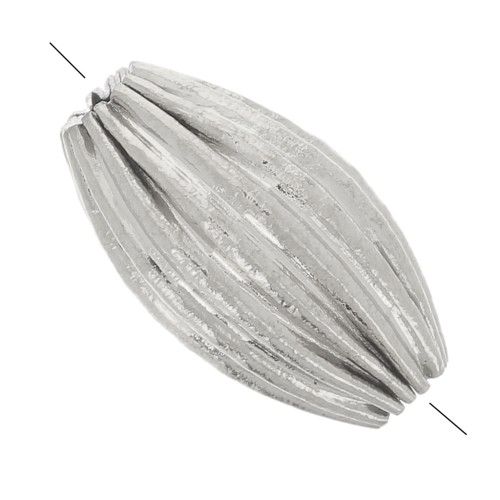 Perla olivacea striata 10x6 mm - Godron - Acciaio inossidabile 304L x1
