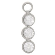 Ciondolo barra 11x3 mm con 3 ossidi di zirconio - Acciaio inossidabile 304L x1|raw }}