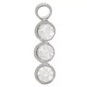Ciondolo barra 11x3 mm con 3 ossidi di zirconio - Acciaio inossidabile 304L x1