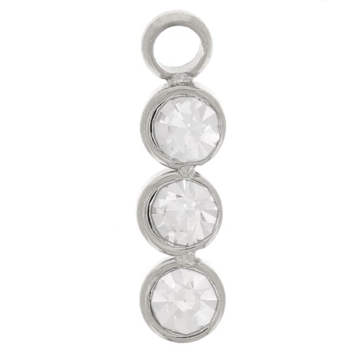 Ciondolo barra 11x3 mm con 3 ossidi di zirconio - Acciaio inossidabile 304L x1