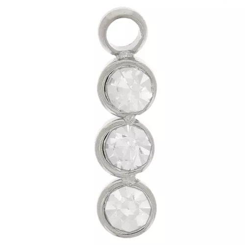 Ciondolo barra 11x3 mm con 3 ossidi di zirconio - Acciaio inossidabile 304L x1