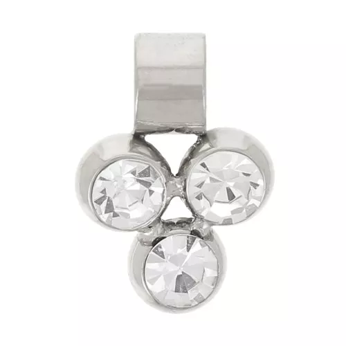 Mini ciondolo 8x6 mm con 3 ossidi di zirconio - Acciaio inox 304L x1