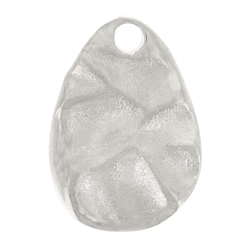Ciondolo a goccia irregolare martellato 10x7 mm - Acciaio inossidabile 316L x1