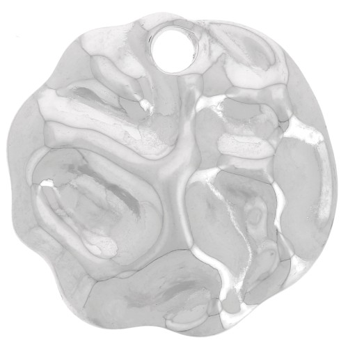 Pendente rotondo irregolare martellato da 19 mm - Acciaio inossidabile 304L x1