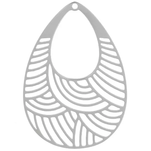 Pendente goccia traforata 30x21 mm - Acciaio inossidabile 316L x1
