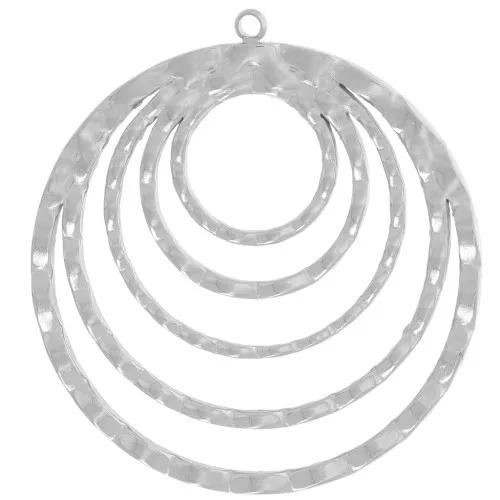Pendenti cerchi traforati strutturati da 33 mm - Acciaio inossidabile 304L x2