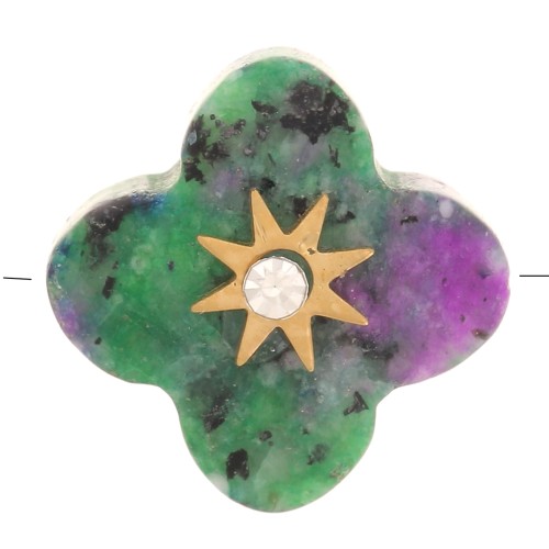 Perla trifoglio sfaccettata da 12 mm in pietra semipreziosa- Rubis Zoisite x1