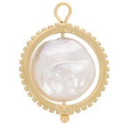 Pendente reversibile da 17 mm con Perla d'acqua dolce - Acciaio inossidabile 304L Dorato x1