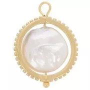 Pendente reversibile da 17 mm con Perla d'acqua dolce - Acciaio inossidabile 304L Dorato x1