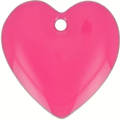 Zecchini cuori in metallo e resina epossidica 15 mm - Rosa fluorescente x4
