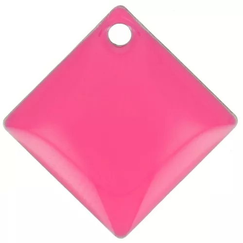 Zecchini quadrati in metallo e resina epossidica 16x16 mm - Rosa fluo x8