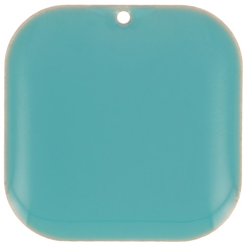 Zecchini quadrati arrotondati in metallo e resina epossidica 22 mm - Turchese x1
