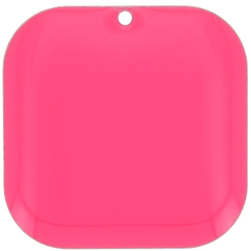 Zecchini quadrati arrotondati in metallo e resina epossidica 22 mm - Rosa fluo x1