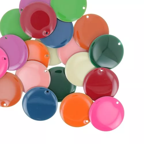 Assortimento di zecchini rotondi in resina epossidica 25 mm - Multicolore x20