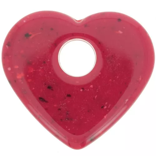 Pendente cuore in acrilico opaco 27x30 mm - Rosso granito x1