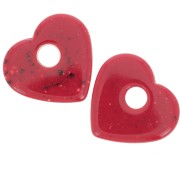 Pendente cuore in acrilico opaco 27x30 mm - Rosso granito x1