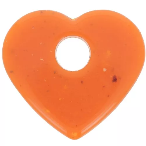 Pendente cuore in acrilico traslucido 27x30 mm - Granito arancione x1