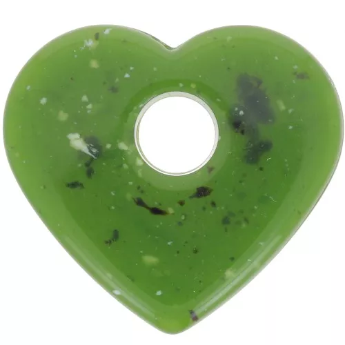 Pendente cuore in acrilico traslucido 27x30 mm - Granito d'oliva x1
