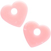 Pendente a forma di cuore in acrilico traslucido 27x30 mm - Rosa granito x1