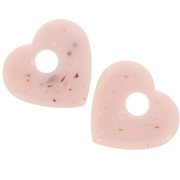 Pendente cuore in acrilico traslucido 27x30 mm - Granito nudo x1