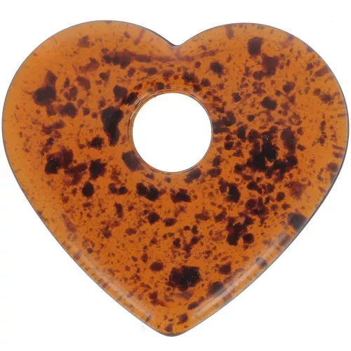 Pendente cuore in acrilico trasparente 27x30 mm - Ambra screziata x1