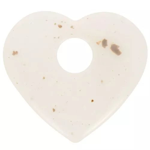 Pendente cuore in acrilico trasparente 27x30 mm - Bianco sporco screziato x1