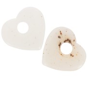 Pendente cuore in acrilico trasparente 27x30 mm - Bianco sporco screziato x1