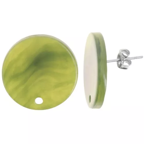 Orecchini tondi in acrilico trasparente da 20 mm - Marbled Olive x2
