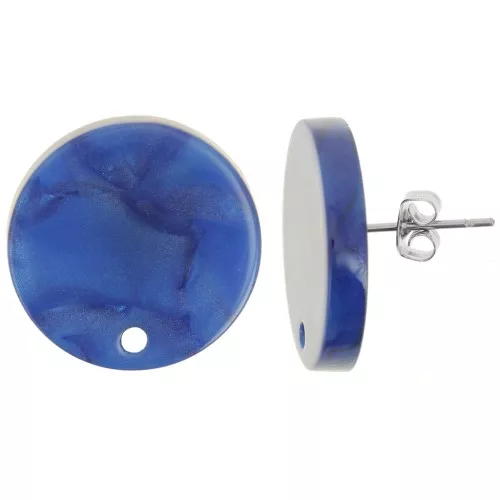 Orecchini perno rotondi da 20 mm in acrilico opaco - Royal Blue Pearl x2