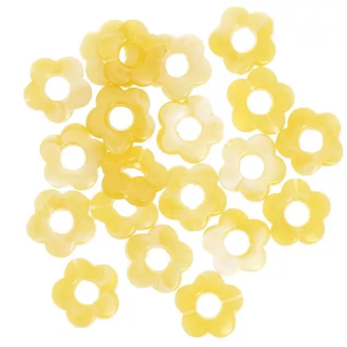 Perline di fiori in resina trasparente da 14 mm - Ocra Marmo x4