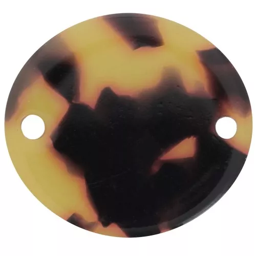 Distanziatore ovale in acetato 22x20 mm - Tartaruga - Marrone - Nero x1