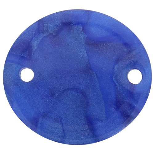 Distanziatore ovale in acetato trasparente 22x20 mm - Royal Blue Pearl x1