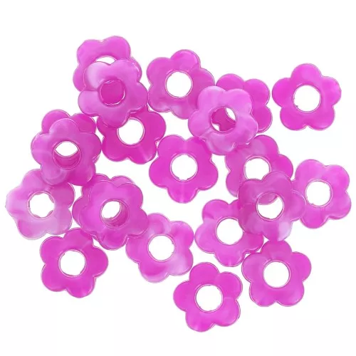 Perline floreali in resina opaca 14 mm - Magenta marmorizzato x4